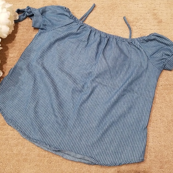 Blue Stripe top with Red Roses - Picture 5 of 5